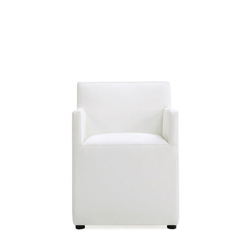 Anna Modern Square Faux Leather Dining Armchair in Cream