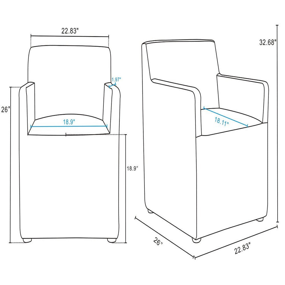 Anna Modern Square Faux Leather Dining Armchair in Cream MHC-DC058AR-CR