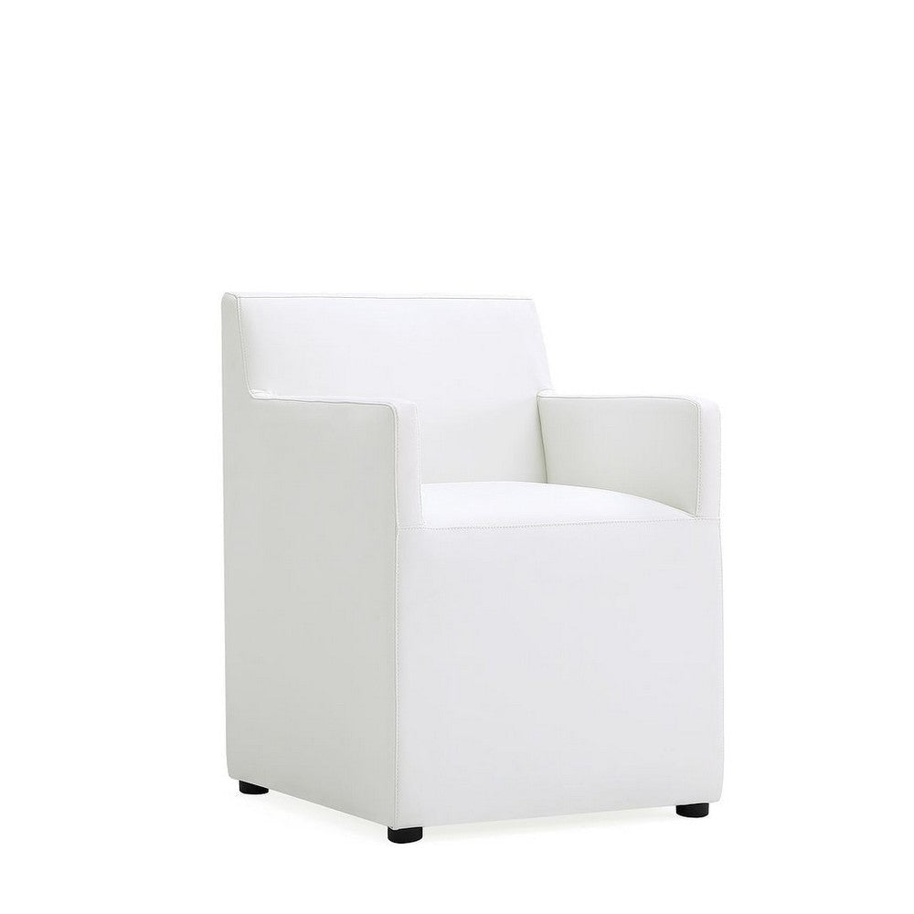 Anna Modern Square Faux Leather Dining Armchair in Cream MHC-DC058AR-CR
