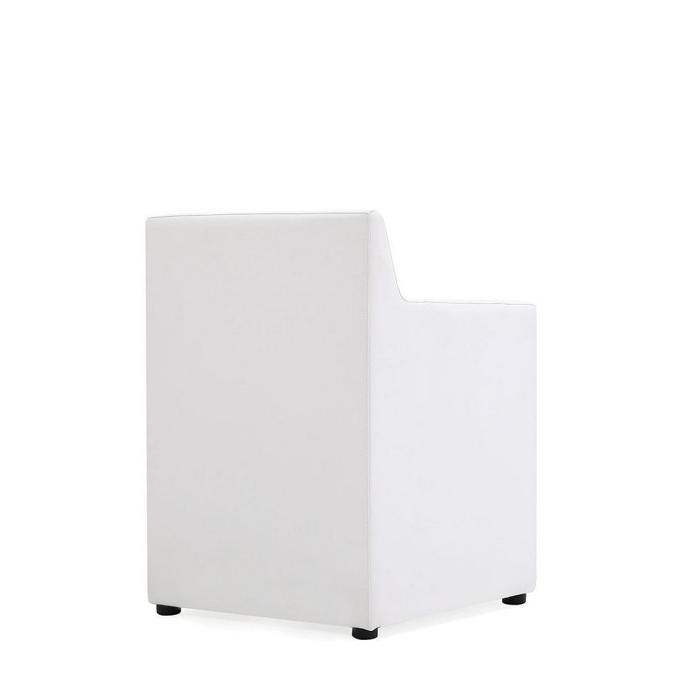 Anna Modern Square Faux Leather Dining Armchair in Cream MHC-DC058AR-CR