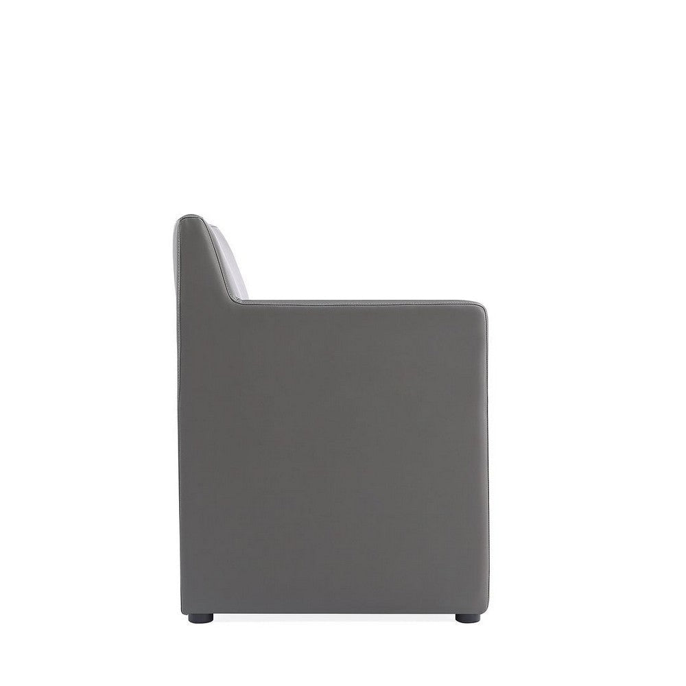 Anna Modern Square Faux Leather Dining Armchair in Pewter MHC-DC058AR-PE
