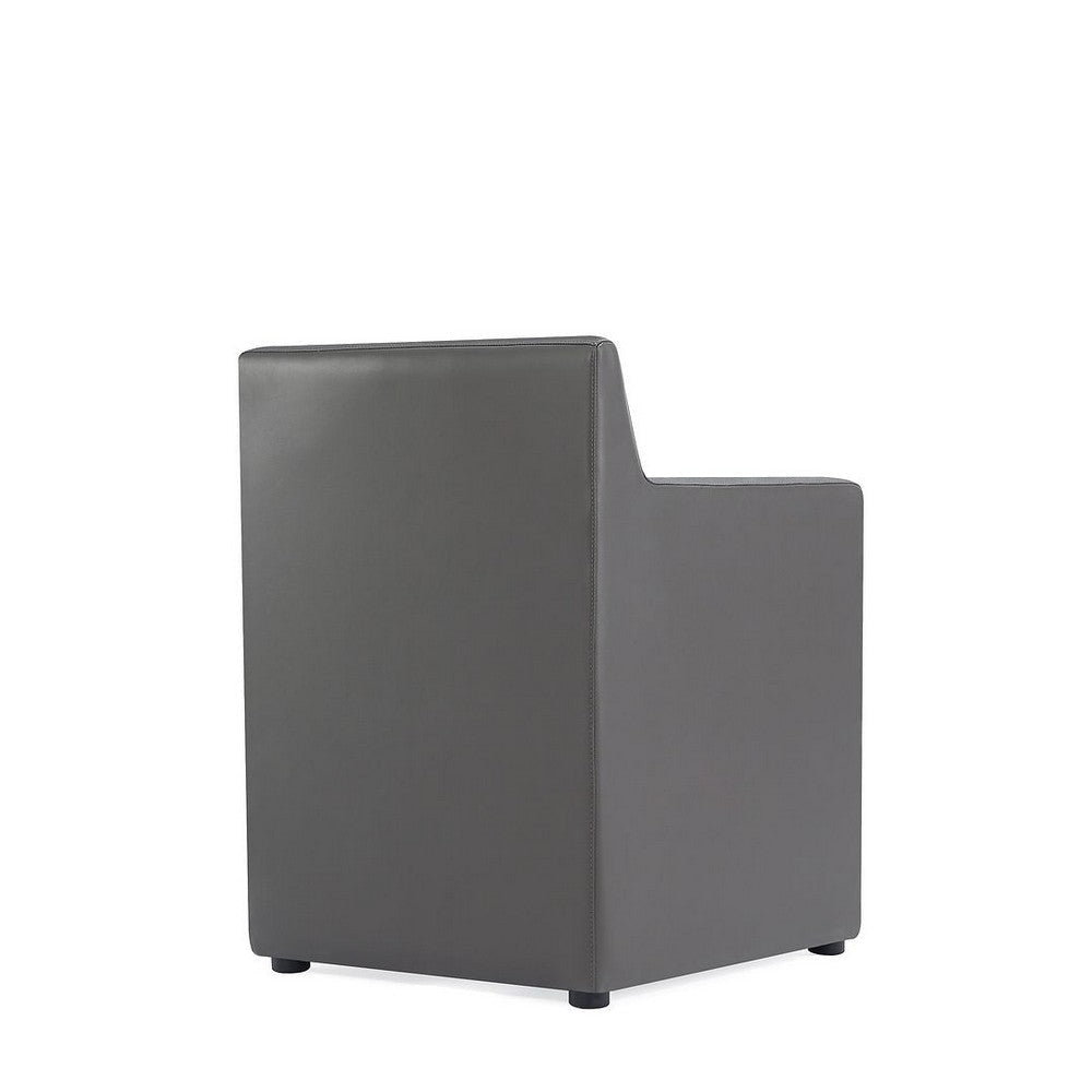 Anna Modern Square Faux Leather Dining Armchair in Pewter MHC-DC058AR-PE