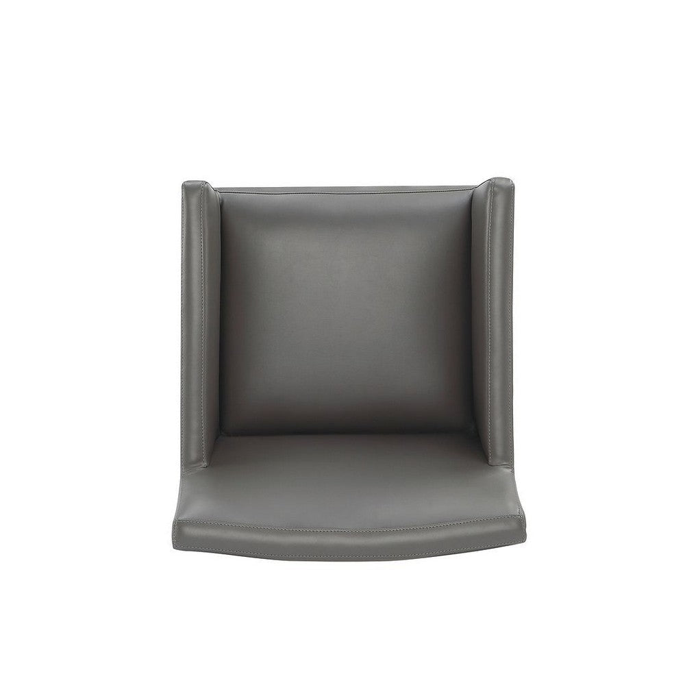 Anna Modern Square Faux Leather Dining Armchair in Pewter MHC-DC058AR-PE