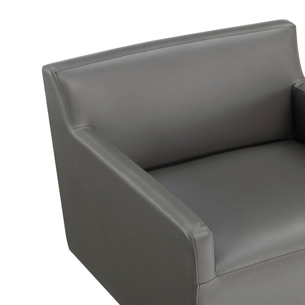 Anna Modern Square Faux Leather Dining Armchair in Pewter MHC-DC058AR-PE