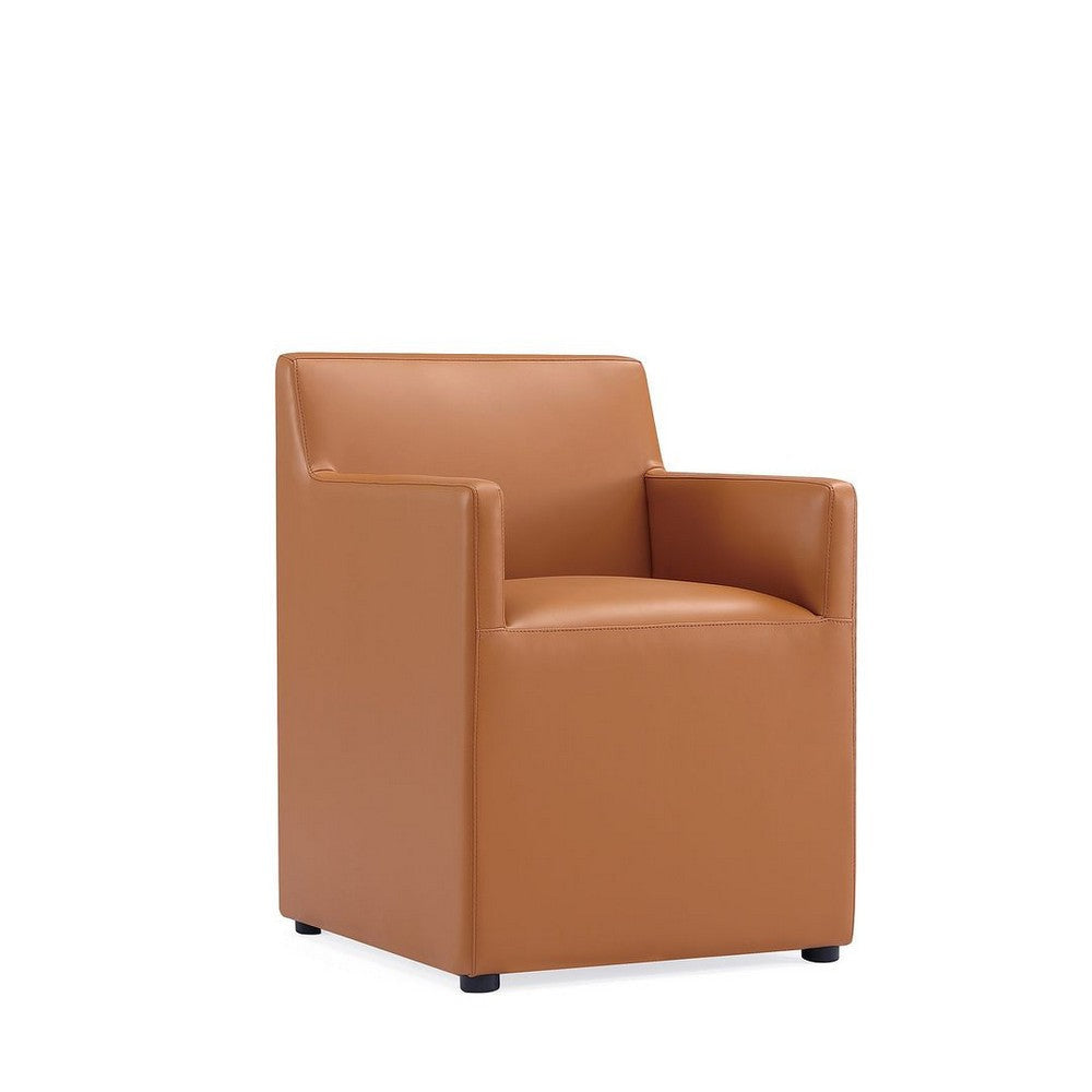 Anna Modern Square Faux Leather Dining Armchair in Saddle MHC-DC058AR-SA