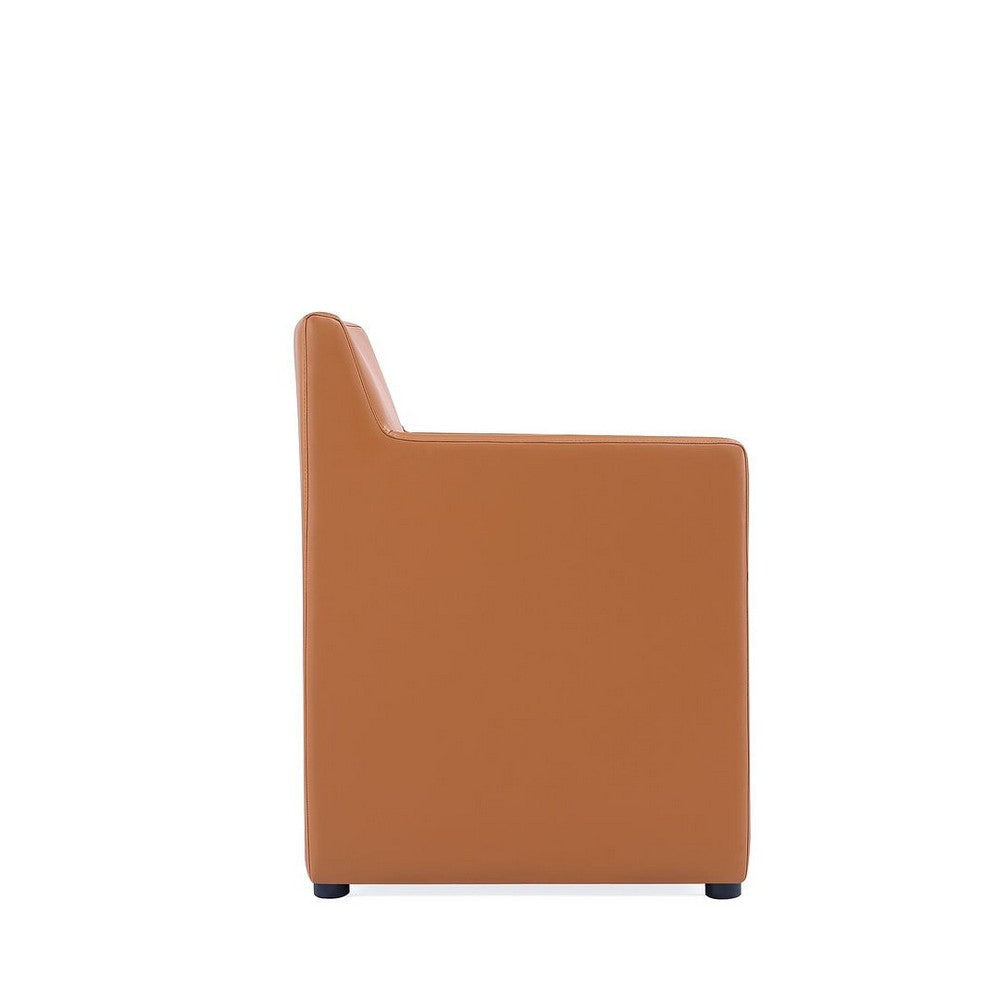 Anna Modern Square Faux Leather Dining Armchair in Saddle MHC-DC058AR-SA