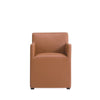 Anna Modern Square Faux Leather Dining Armchair in Saddle
