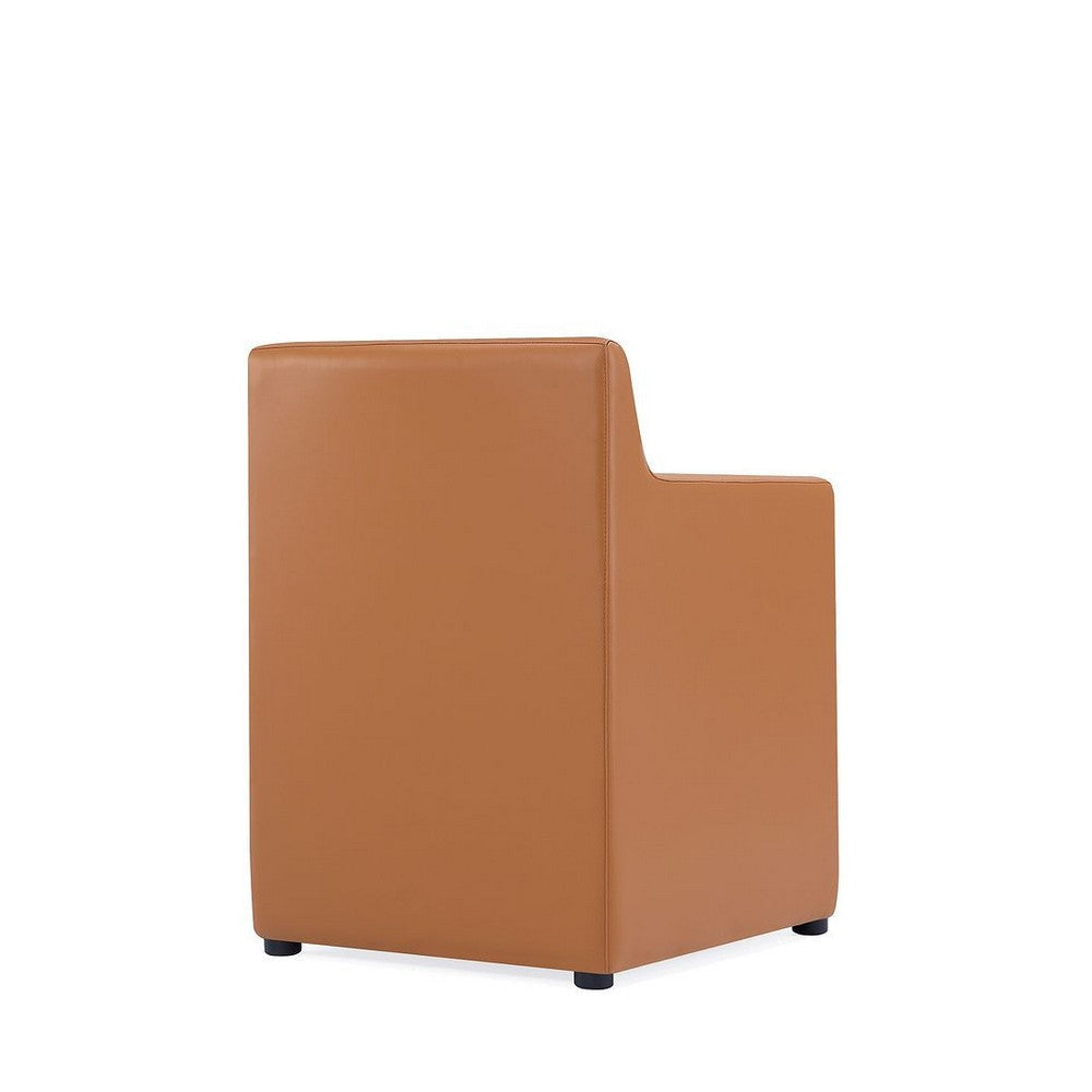 Anna Modern Square Faux Leather Dining Armchair in Saddle MHC-DC058AR-SA