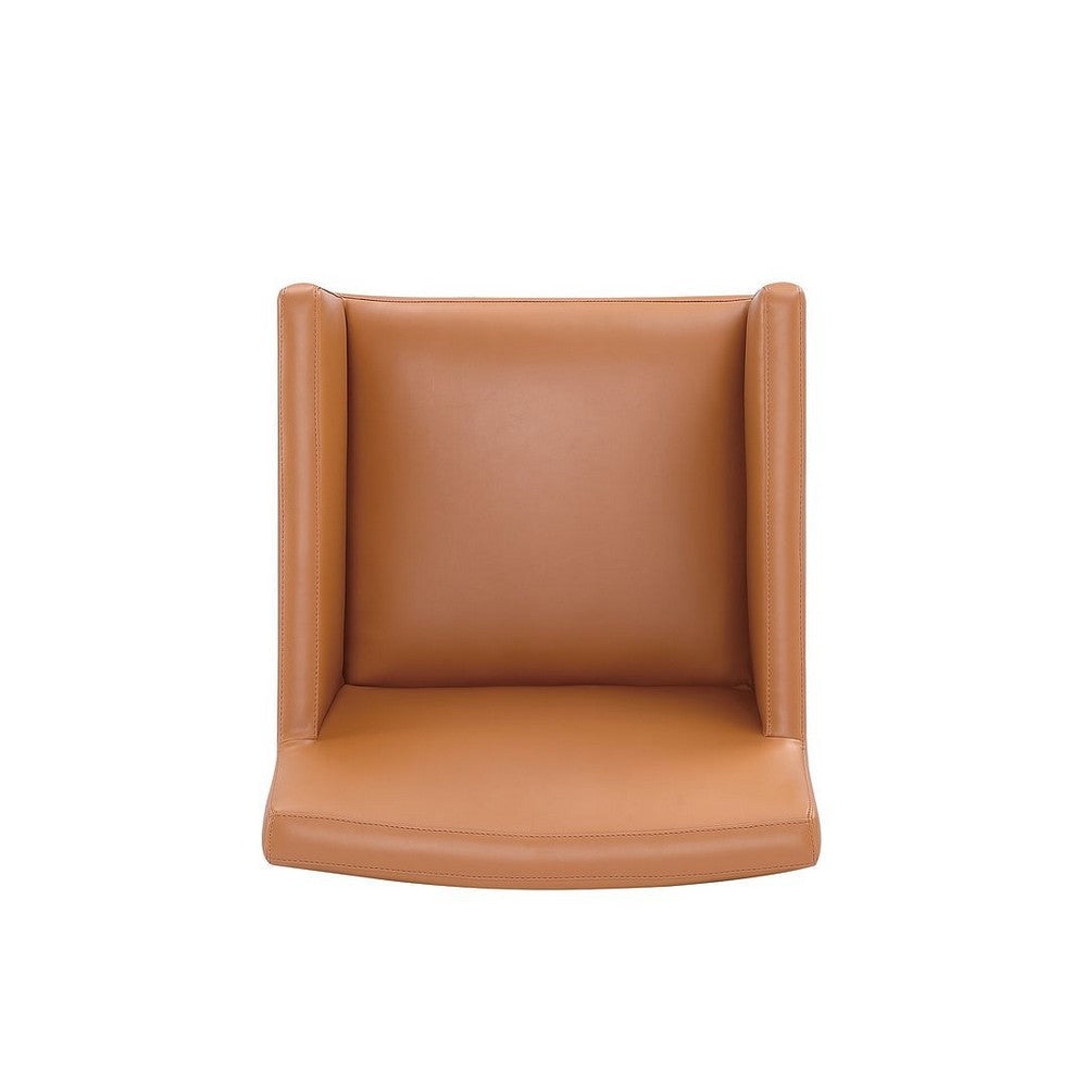 Anna Modern Square Faux Leather Dining Armchair in Saddle MHC-DC058AR-SA