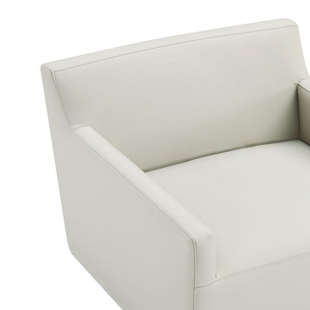 Anna Modern Square Faux Leather Dining Armchair in Light Stone Grey MHC-DC058AR-ST