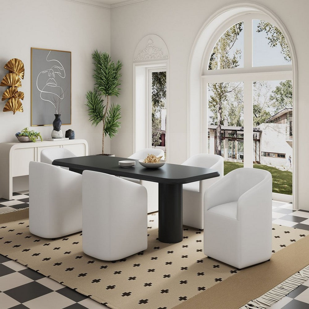 Anna Modern Round Faux Leather Dining Armchair in Cream MHC-DC059AR-CR