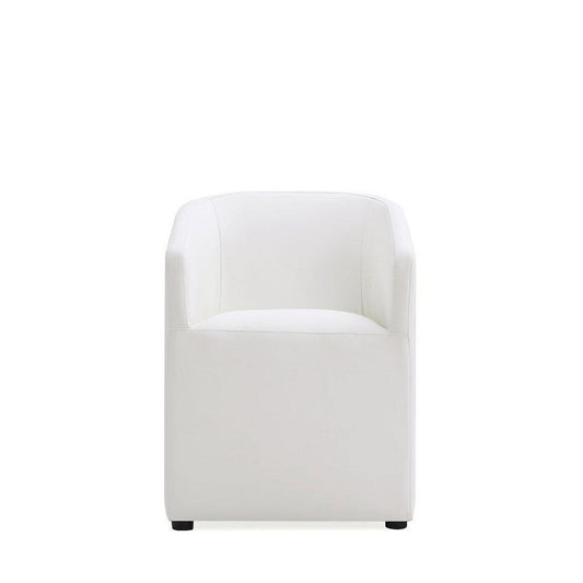Anna Modern Round Faux Leather Dining Armchair in Cream