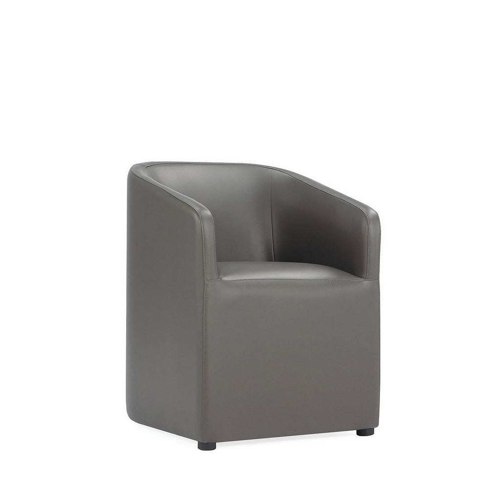 Anna Modern Round Faux Leather Dining Armchair in Pewter MHC-DC059AR-PE