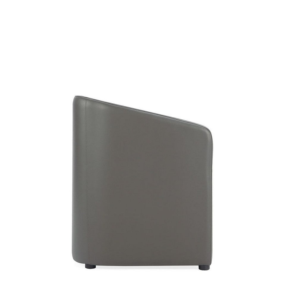 Anna Modern Round Faux Leather Dining Armchair in Pewter MHC-DC059AR-PE