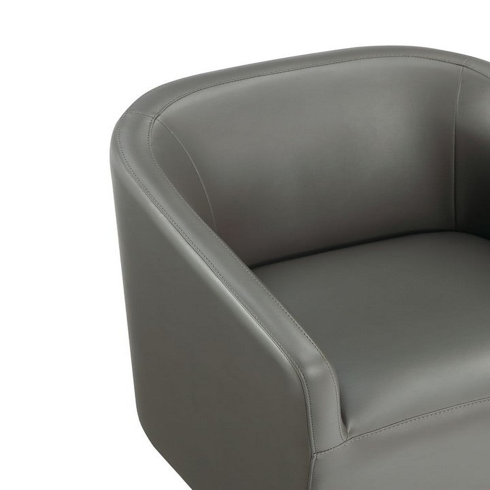 Anna Modern Round Faux Leather Dining Armchair in Pewter MHC-DC059AR-PE