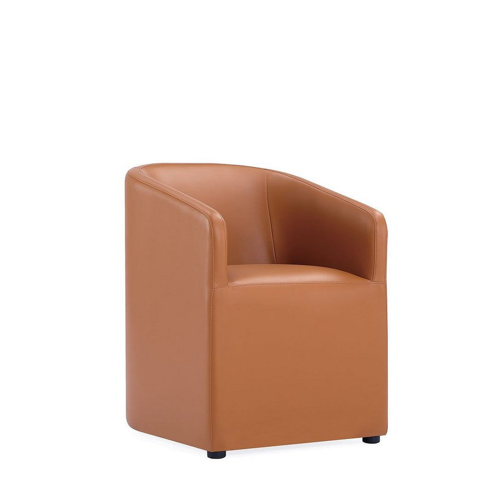 Anna Modern Round Faux Leather Dining Armchair in Saddle MHC-DC059AR-SA