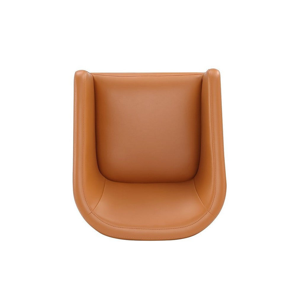 Anna Modern Round Faux Leather Dining Armchair in Saddle MHC-DC059AR-SA