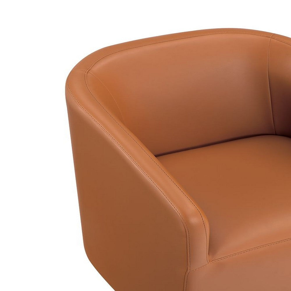 Anna Modern Round Faux Leather Dining Armchair in Saddle MHC-DC059AR-SA