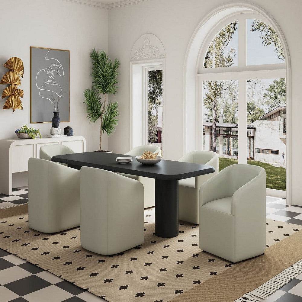 Anna Modern Round Faux Leather Dining Armchair in Light Stone Grey MHC-DC059AR-ST