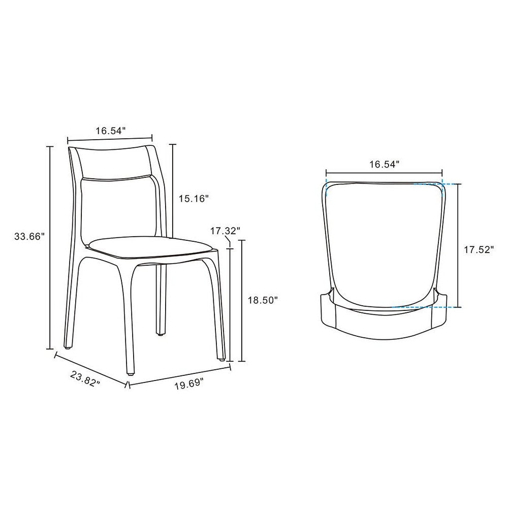Modern Moderno Stackable Dining Chair Upholstered in Leatherette with Solid Wood Frame in Walnut and Black- Set of 2 MHC-DC070-BK