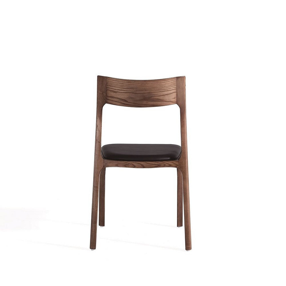 Modern Moderno Stackable Dining Chair Upholstered in Leatherette with Solid Wood Frame in Walnut and Black- Set of 2 MHC-DC070-BK