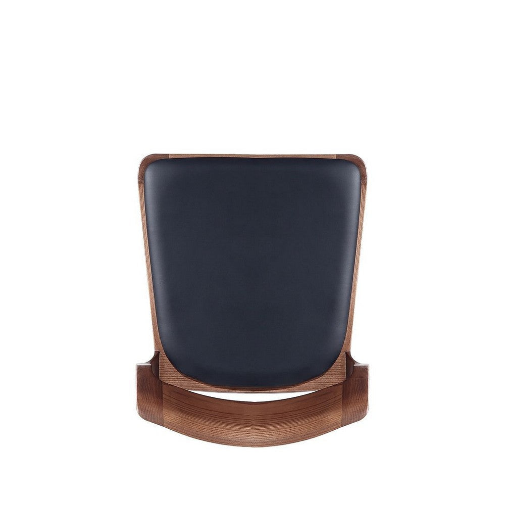 Modern Moderno Stackable Dining Chair Upholstered in Leatherette with Solid Wood Frame in Walnut and Black- Set of 2 MHC-DC070-BK
