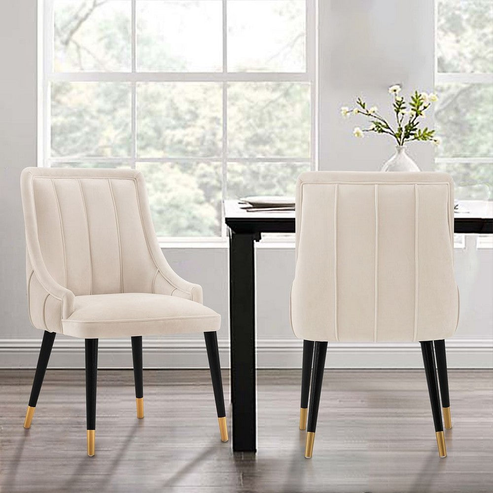 Modern Eda Velvet Dining Chair in Midnight Cream MHC-DC073-CR