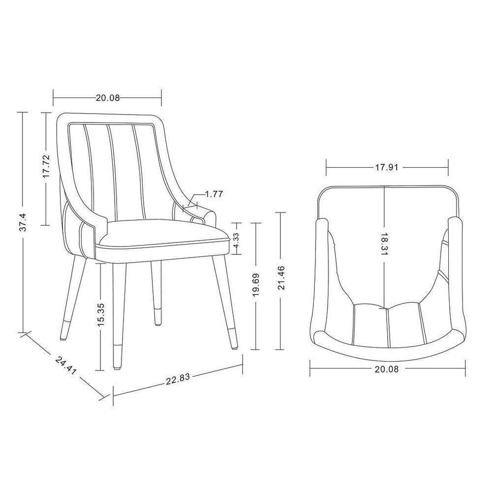Modern Eda Velvet Dining Chair in Midnight Cream MHC-DC073-CR