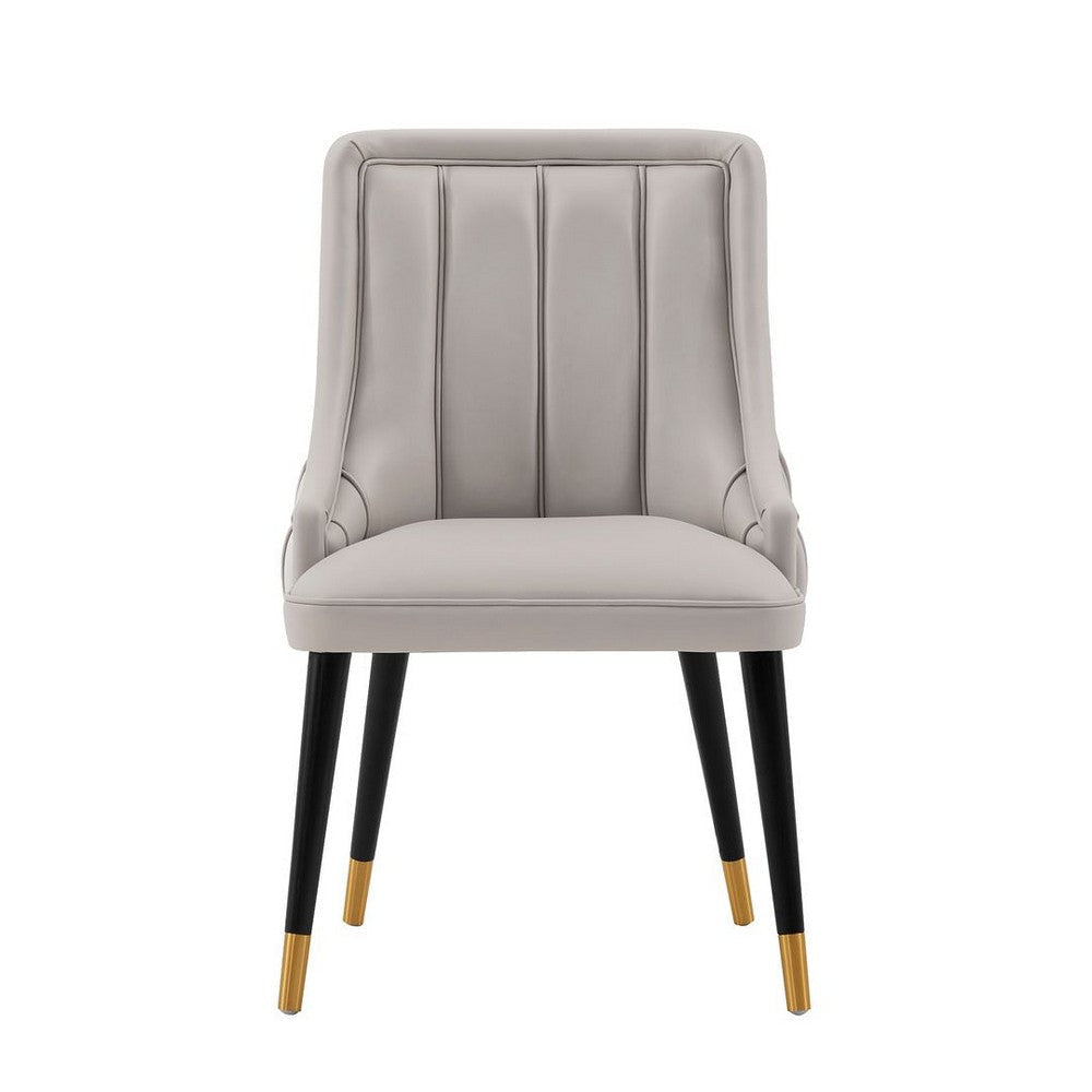 Modern Eda Velvet and Leatherette Dining Chair in Grey
