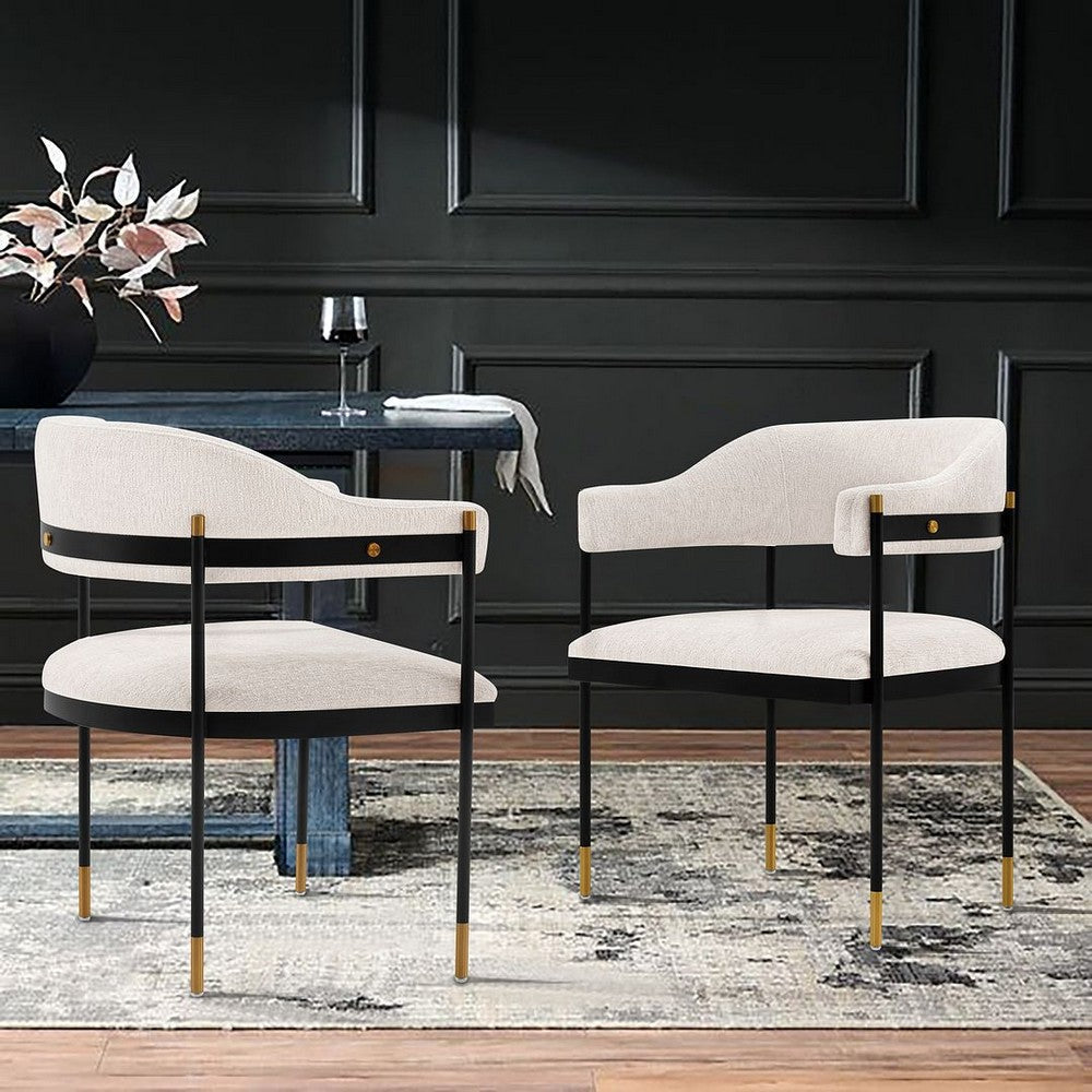 Modern Lia Boucle Dining Armchair in Cream MHC-DC074-CR
