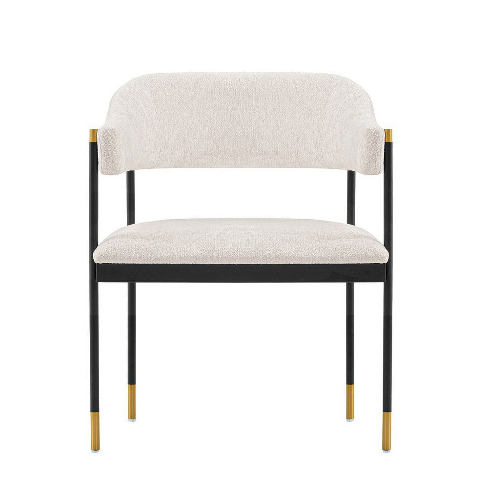Modern Lia Boucle Dining Armchair in Cream