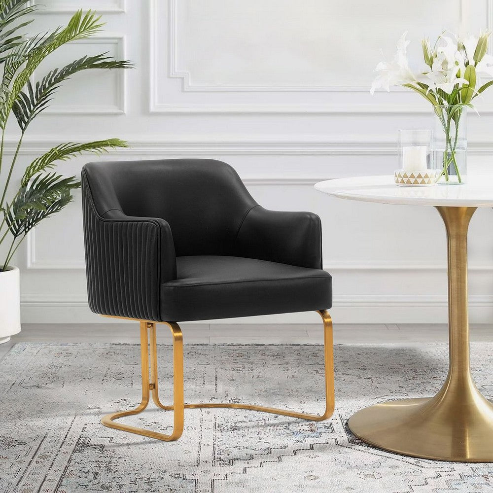 Modern Edra Leatherette Dining Armchair in Black MHC-DC078-BK