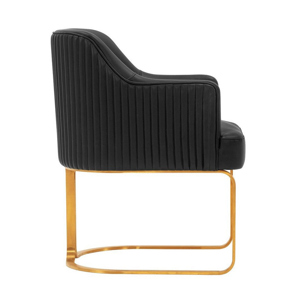 Modern Edra Leatherette Dining Armchair in Black MHC-DC078-BK