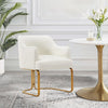 Modern Edra Leatherette Dining Armchair in Cream MHC-DC078-CR