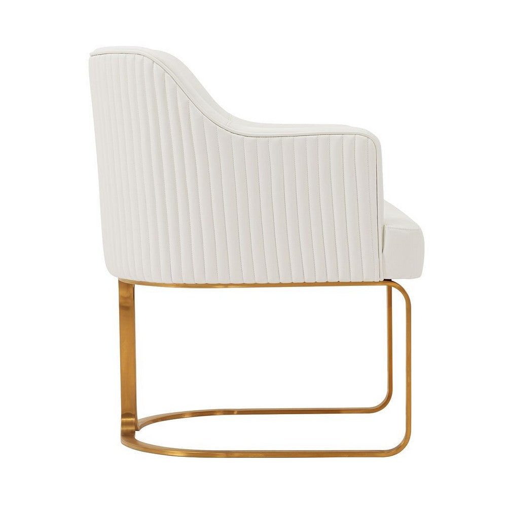 Modern Edra Leatherette Dining Armchair in Cream MHC-DC078-CR