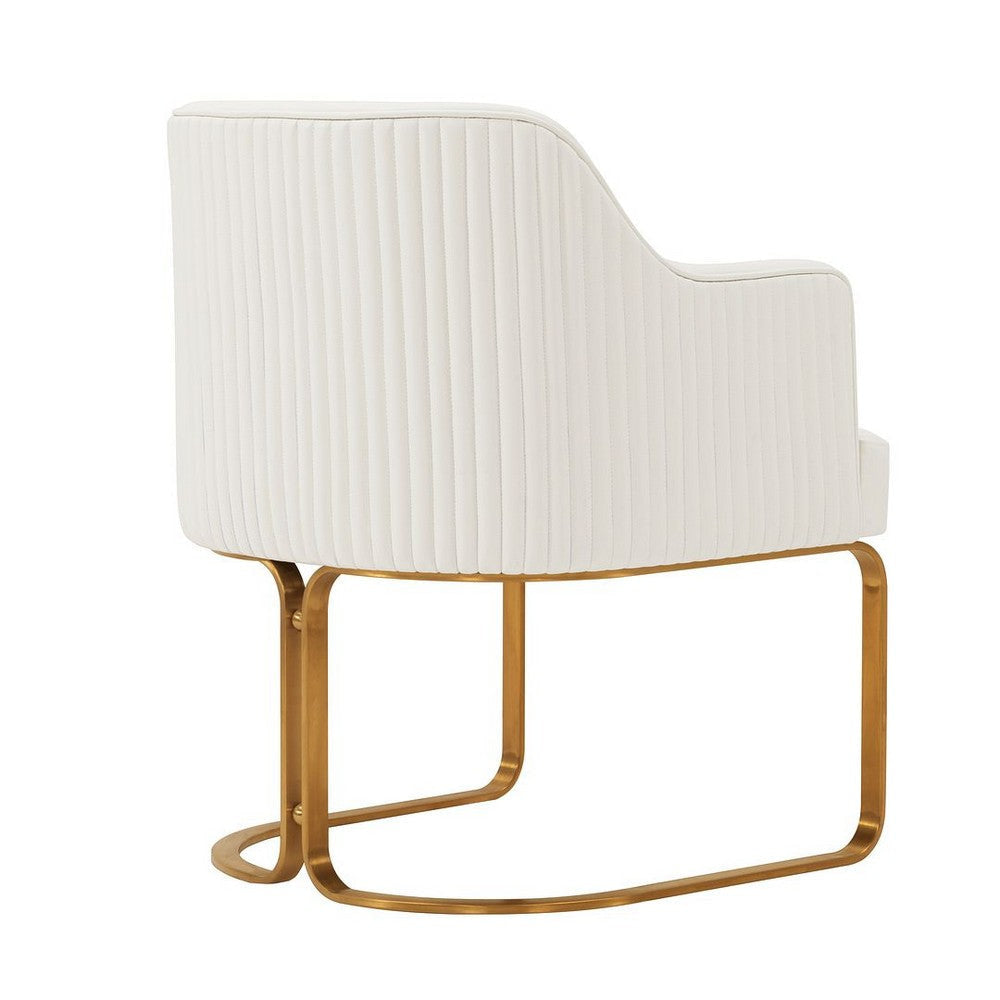Modern Edra Leatherette Dining Armchair in Cream MHC-DC078-CR
