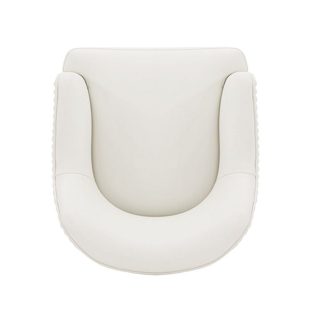 Modern Edra Leatherette Dining Armchair in Cream MHC-DC078-CR