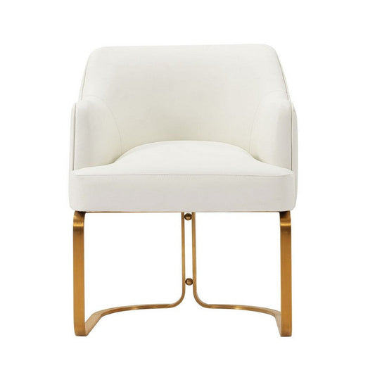Modern Edra Leatherette  Dining Armchair in Cream