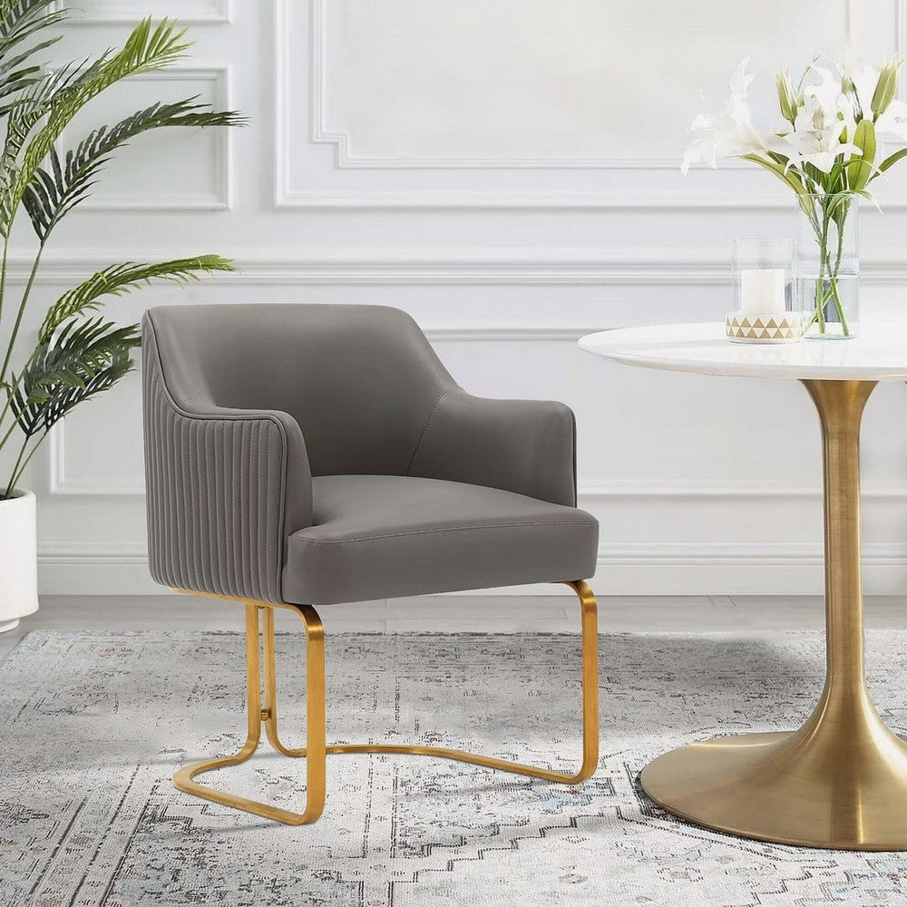 Modern Edra Leatherette Dining Armchair in Taupe MHC-DC078-TP