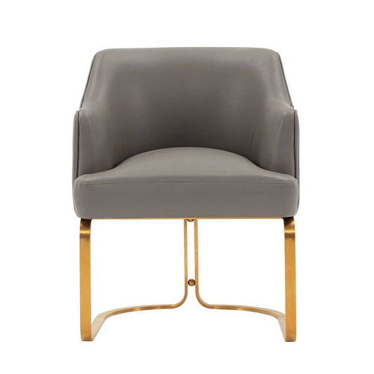 Modern Edra Leatherette  Dining Armchair in Taupe