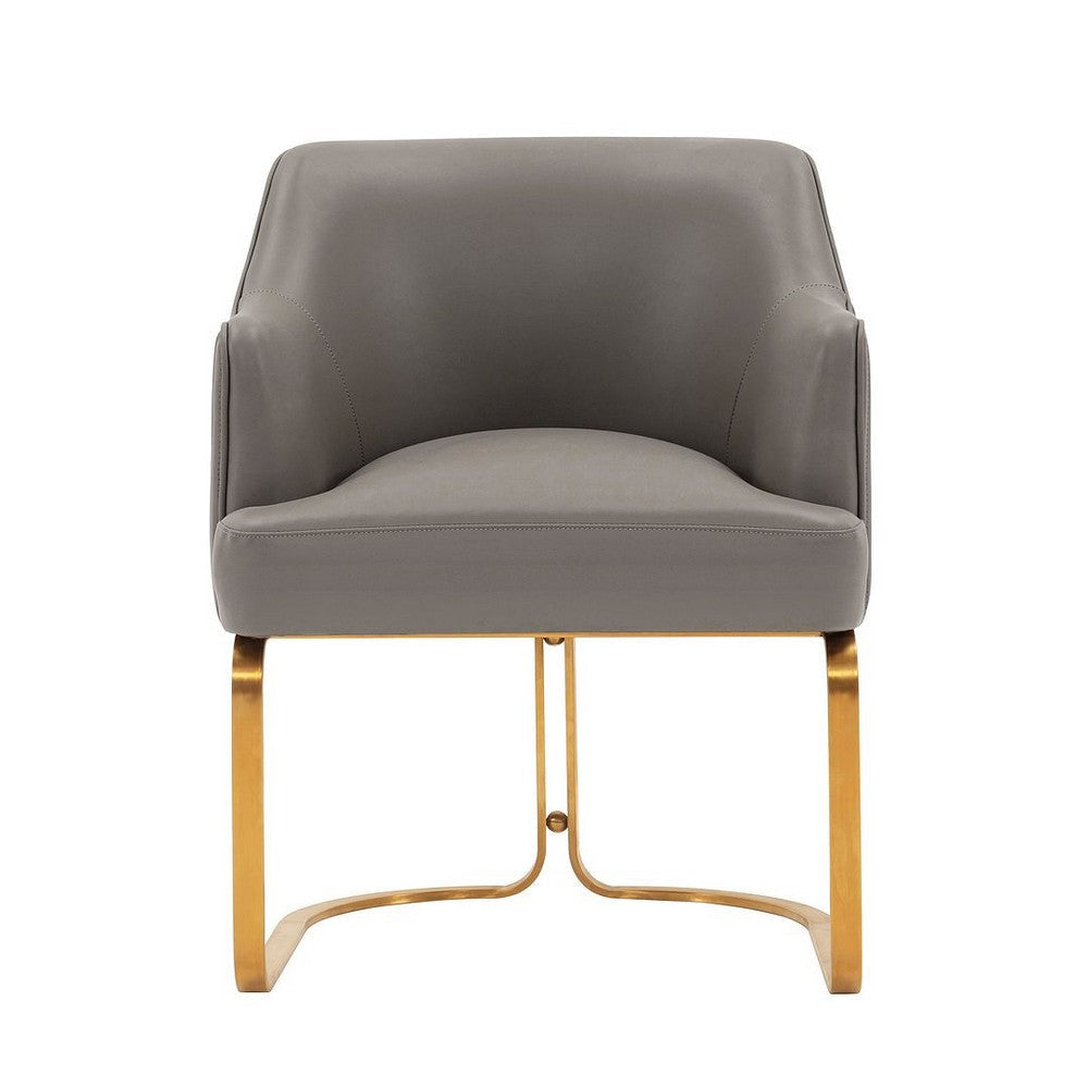 Modern Edra Leatherette  Dining Armchair in Taupe