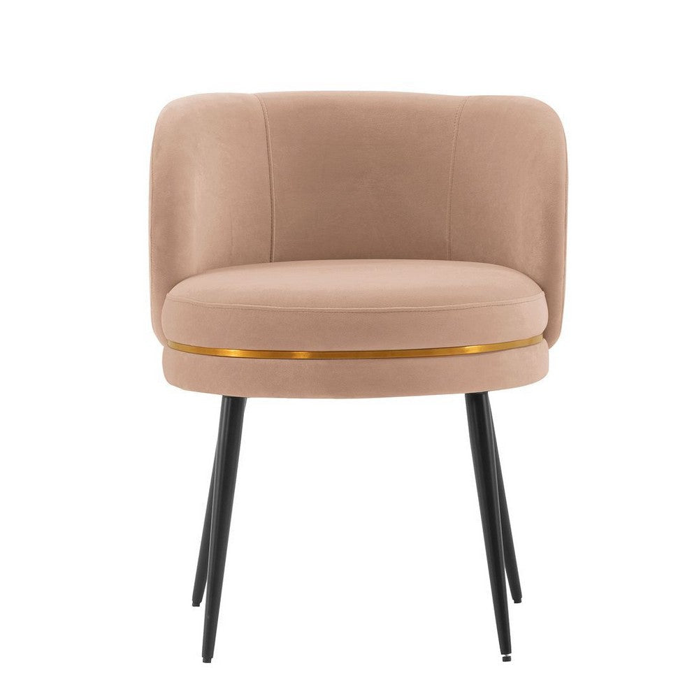 Modern Kaya Pleated Velvet Dining Chair in Nude