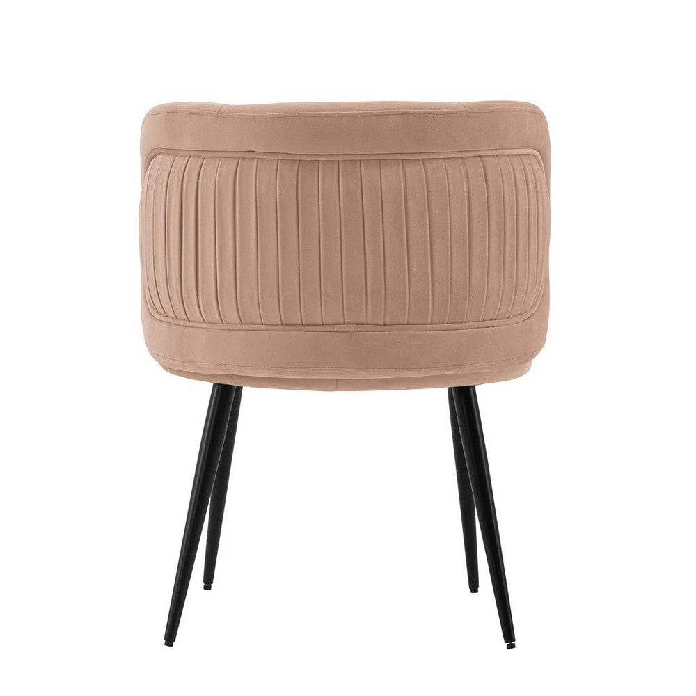 Modern Kaya Pleated Velvet Dining Chair in Nude MHC-DC080-ND