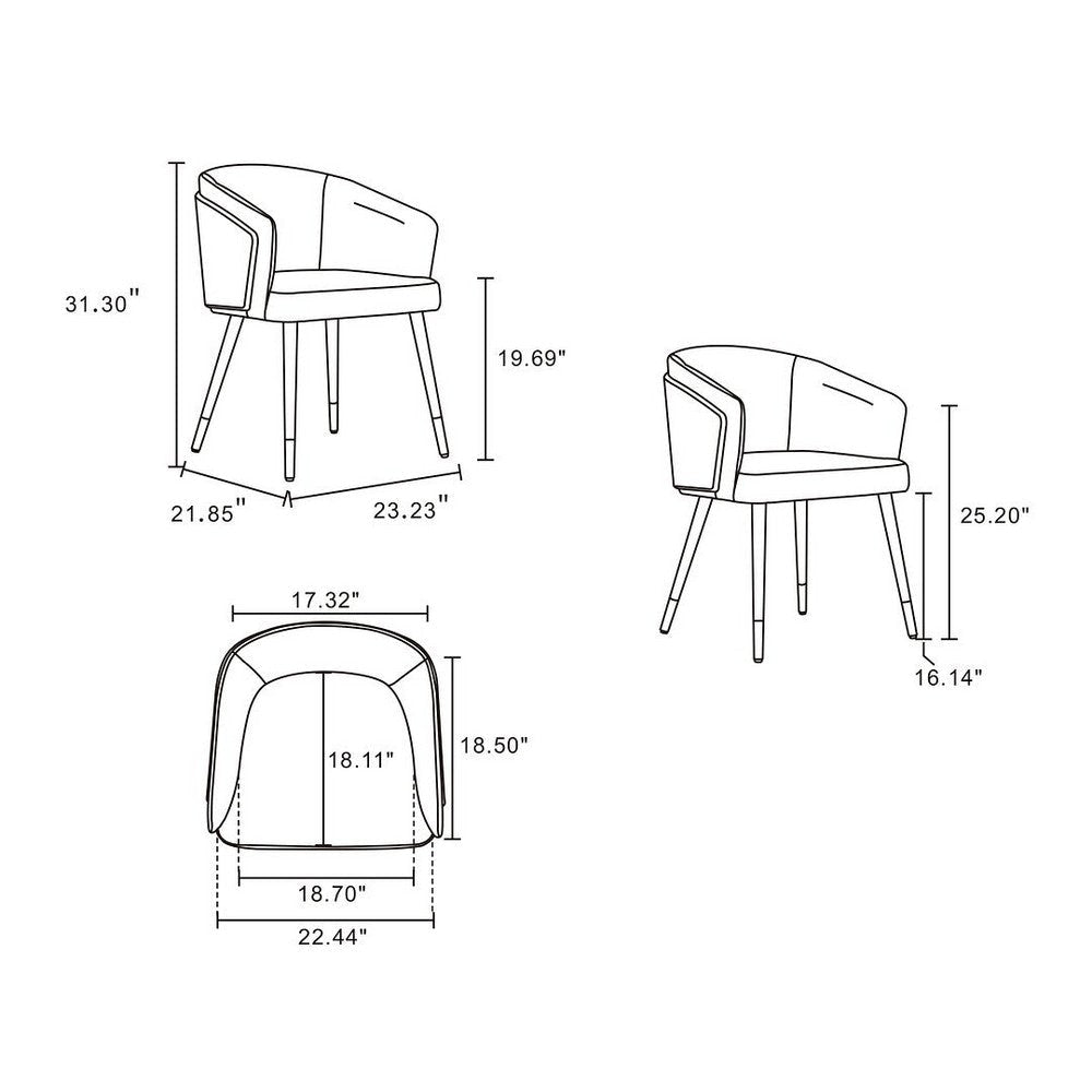 Modern Reeva Dining Chair Upholstered in Leatherette with Beech Wood Back and Solid Wood Legs in Walnut and Camal MHC-DC082-CL