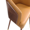 Modern Reeva Dining Chair Upholstered in Leatherette with Beech Wood Back and Solid Wood Legs in Walnut and Camal MHC-DC082-CL