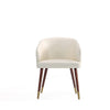Modern Reeva Dining Chair Upholstered in Leatherette with Beech Wood Back and Solid Wood Legs in Walnut and Cream