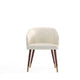 Modern Reeva Dining Chair Upholstered in Leatherette with Beech Wood Back and Solid Wood Legs in Walnut and Cream