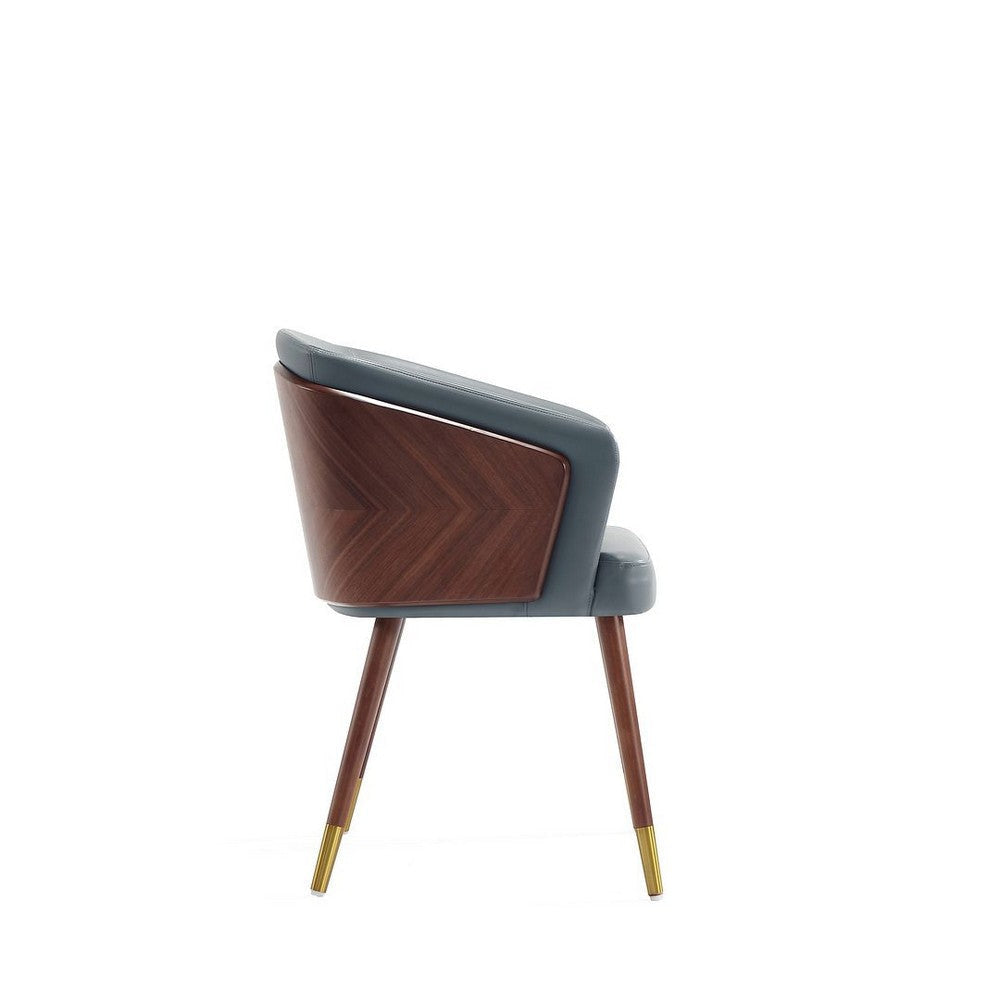 Modern Reeva Dining Chair Upholstered in Leatherette with Beech Wood Back and Solid Wood Legs in Walnut and Graphite Grey MHC-DC082-GY