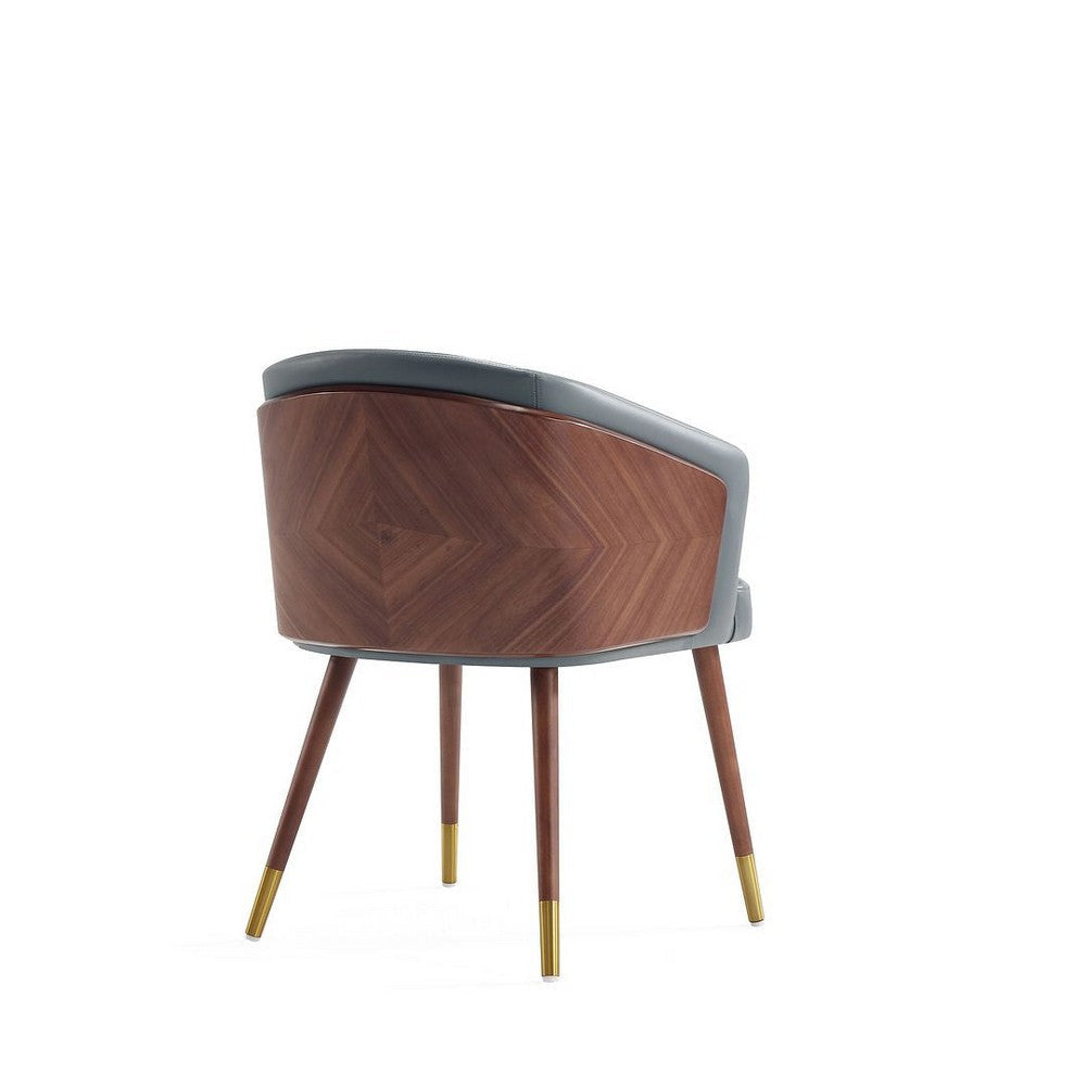 Modern Reeva Dining Chair Upholstered in Leatherette with Beech Wood Back and Solid Wood Legs in Walnut and Graphite Grey MHC-DC082-GY