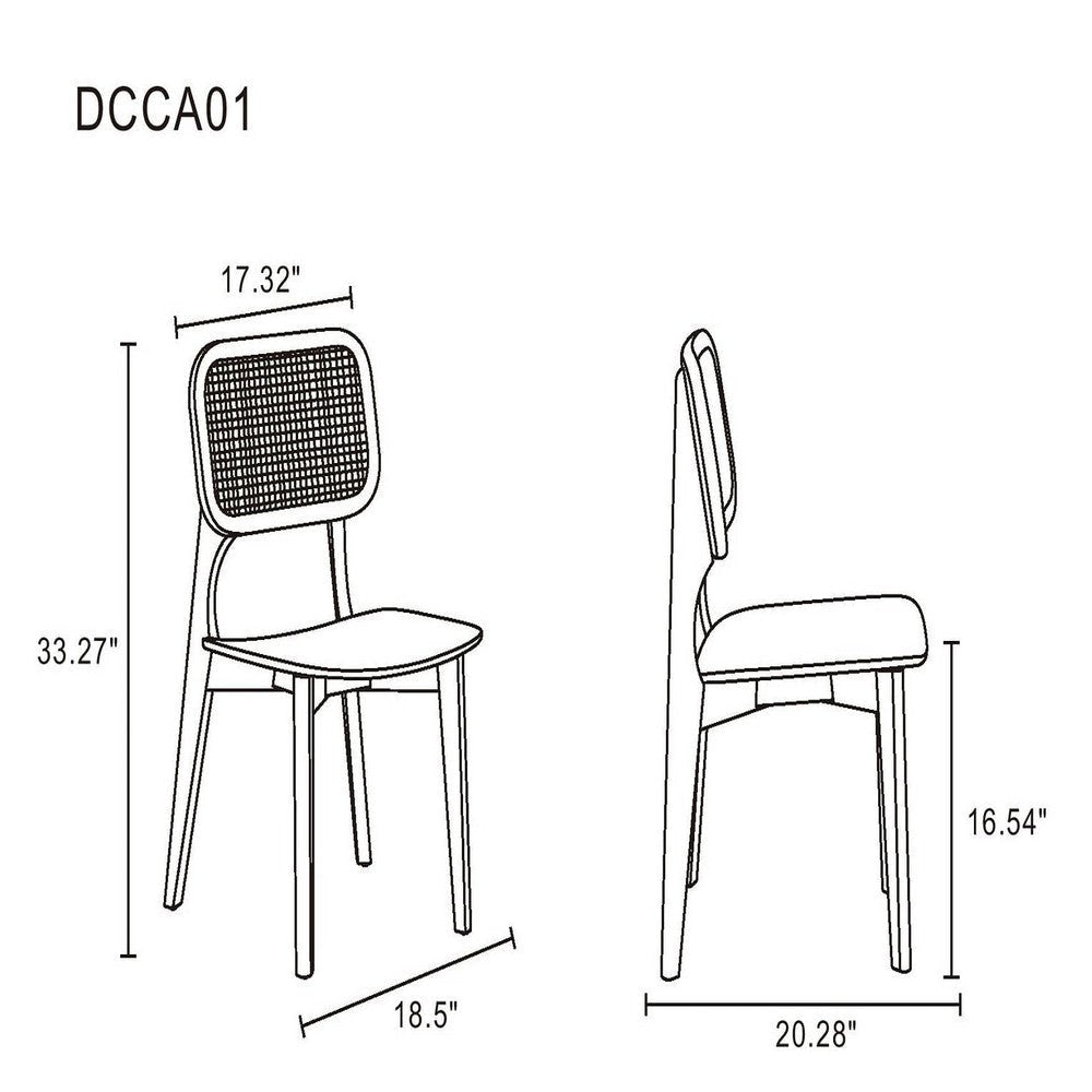Versailles Square Dining Chair in Black and Natural Cane - Set of 2 MHC-DCCA01-BK